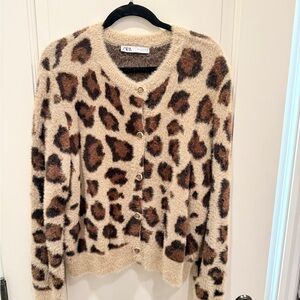 Zara Animal Print Cardigan - Brown and Cream